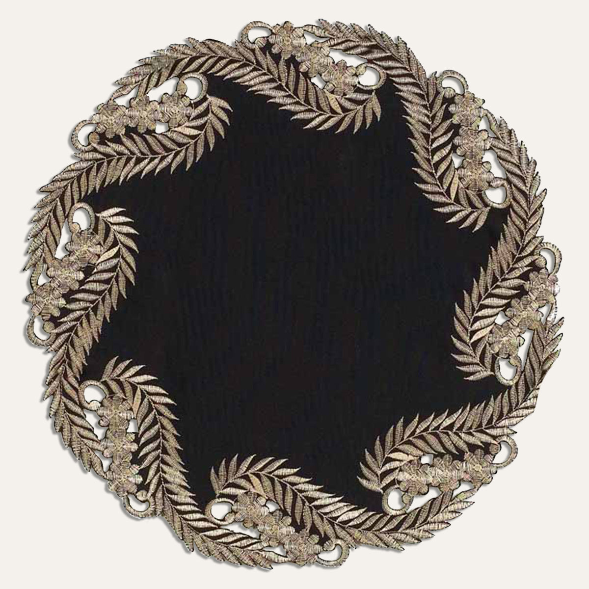 Black Gold Doilies – Ebony Bloom, 15 Inch