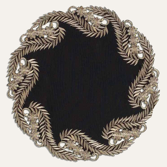 Black Gold Doilies – Ebony Bloom, 15 Inch