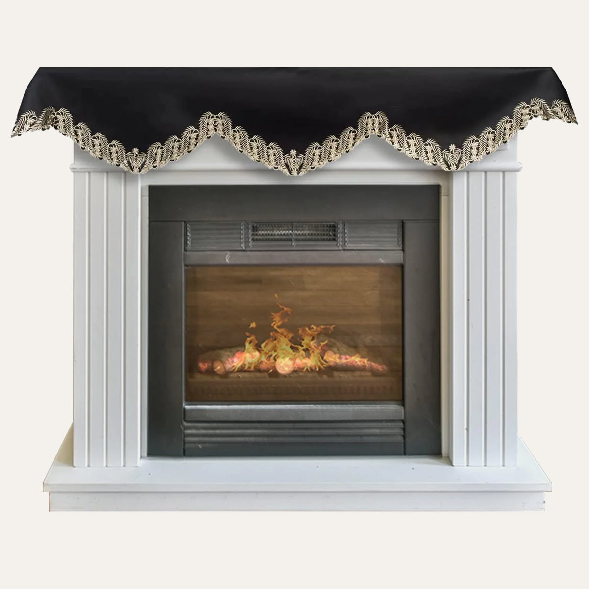 Ebony Bloom – Black Gold Mantel Scarf, Anyce Collection Modern Decorative Home Décor 18*90 Inch