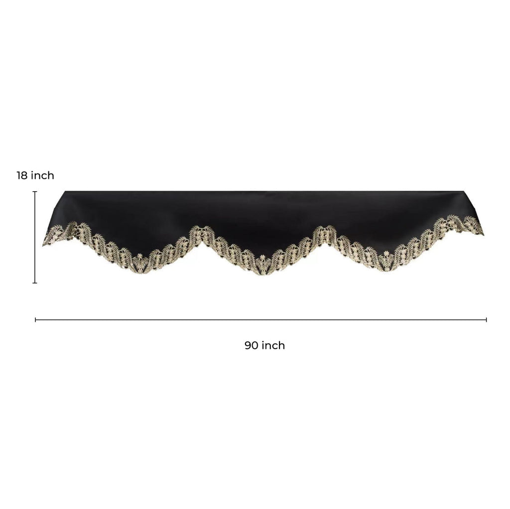 Ebony Bloom – Black Gold Mantel Scarf, Anyce Collection Modern Decorative Home Décor 18*90 Inch