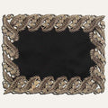 Ebony Bloom – Black Gold Table Placemats, Anyce Collection Elegant Decorative Dining Décor 12*18 inch