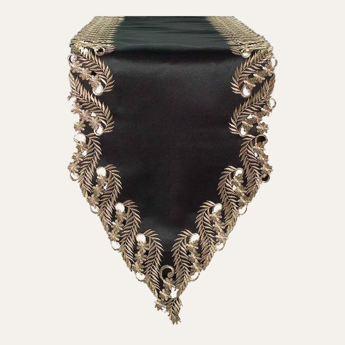 Ebony Bloom – Black Gold Table Runner, Anyce Collection Elegant Decorative Runner 14*108 inch