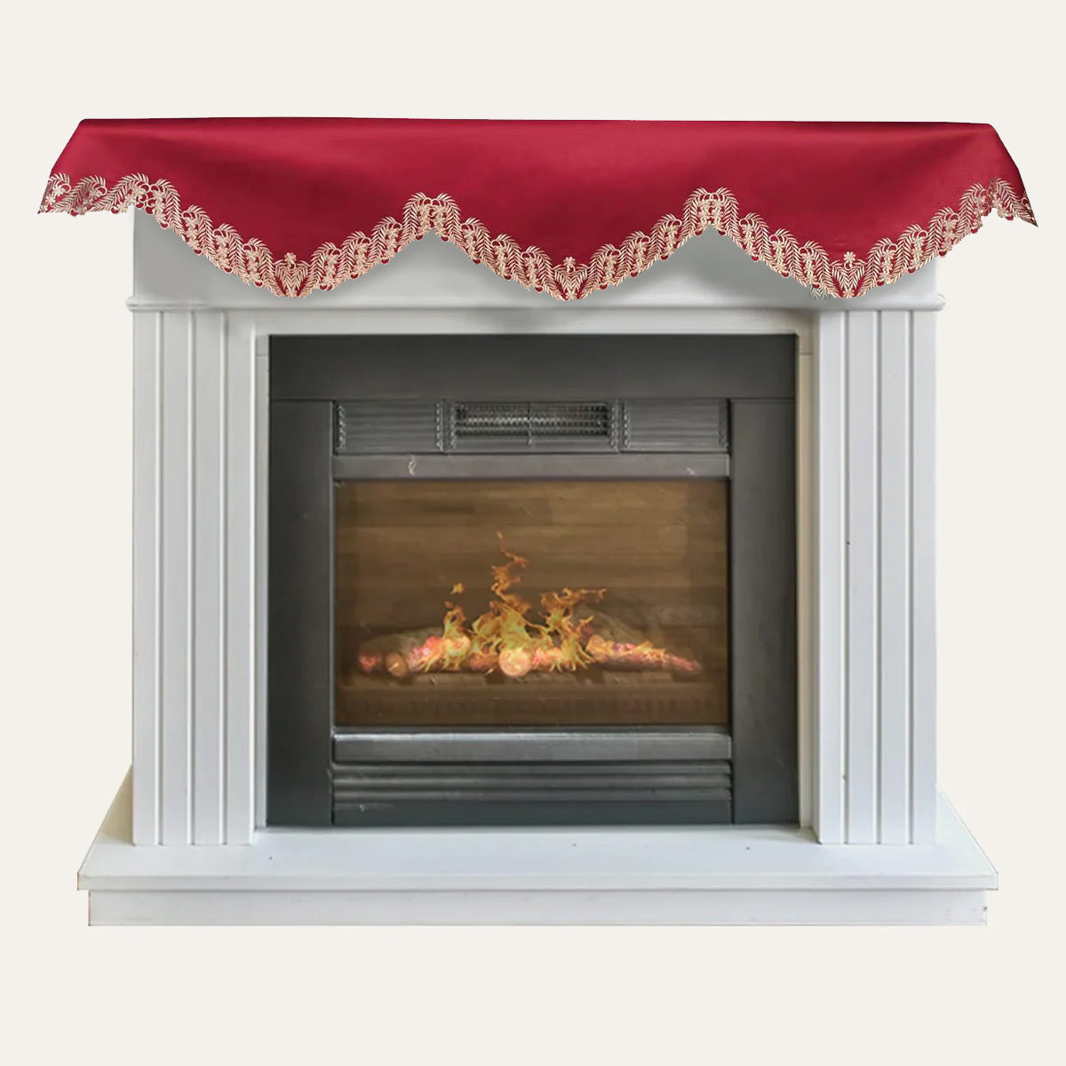 Burgundy Gold Mantel Scarf – Wine Grace, 18x90 Inch
