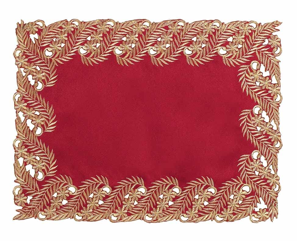 Wine Grace – Burgundy Gold Table Placemats, Anyce Collection Modern Dining Décor 12*18 inch