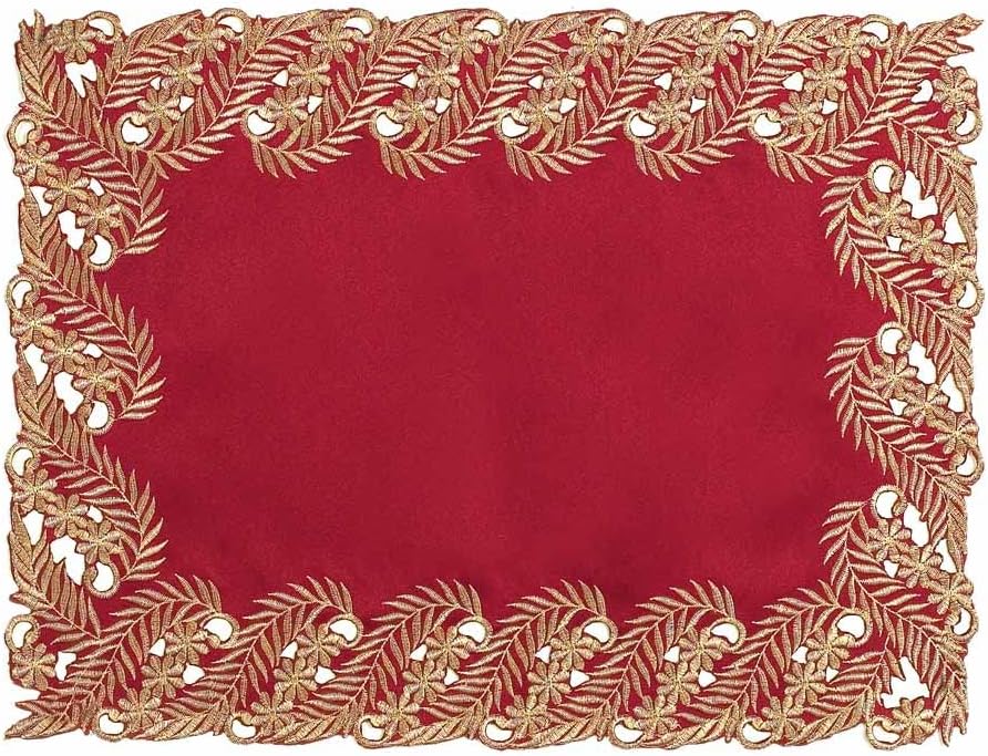 Wine Grace – Burgundy Gold Table Placemats, Anyce Collection Modern Dining Décor 12*18 inch