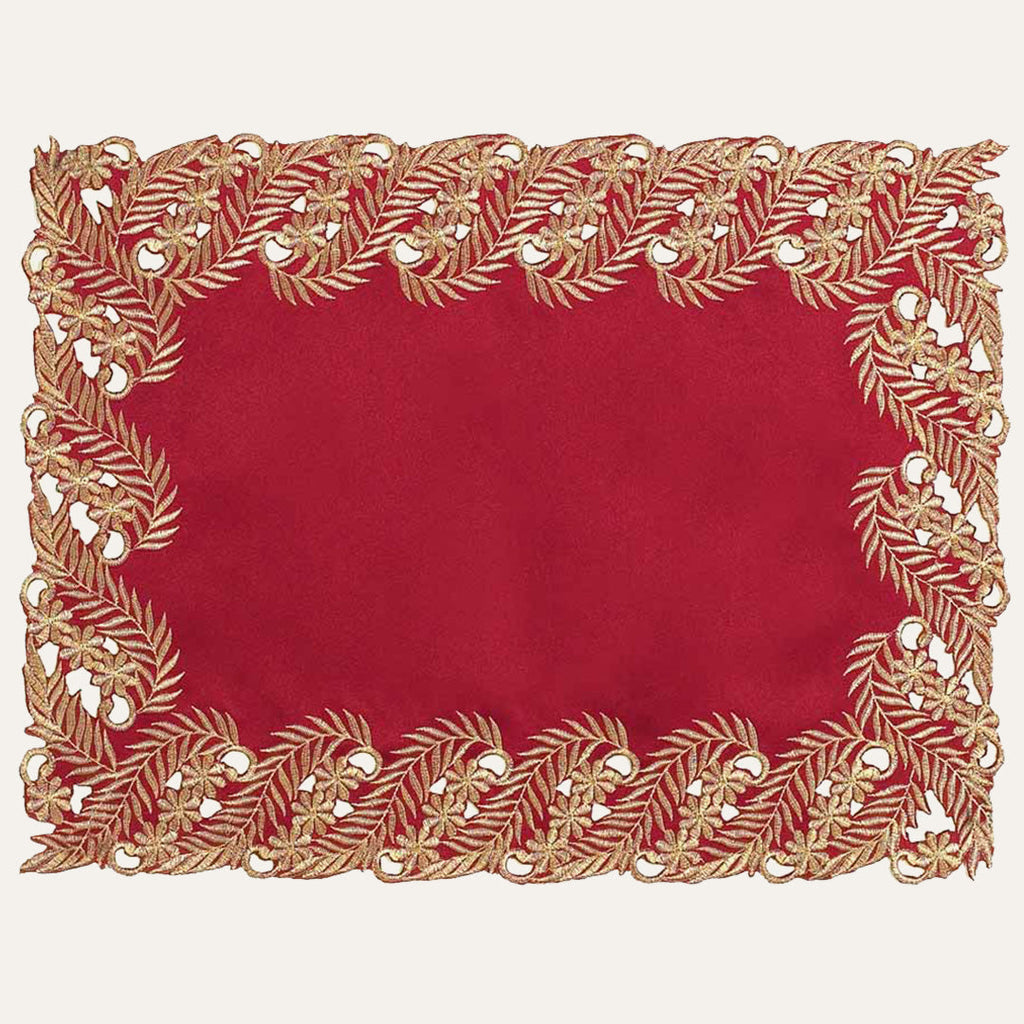 Wine Grace – Burgundy Gold Table Placemats, Anyce Collection Modern Dining Décor 12*18 inch