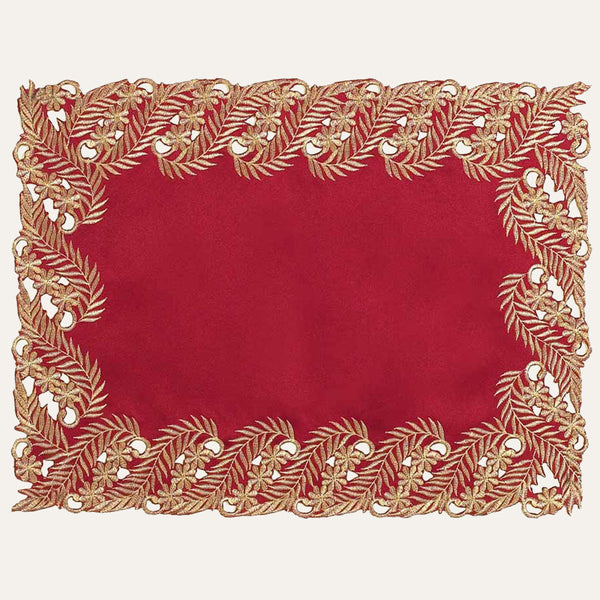 Wine Grace – Burgundy Gold Table Placemats, Anyce Collection Modern Dining Décor 12*18 inch