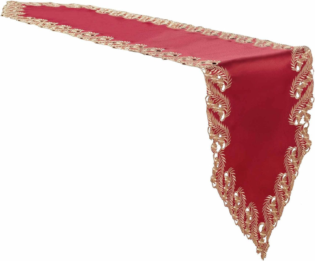 Wine Grace – Burgundy Gold Table Runner, Anyce Collection Modern Dining Accent 14*108 inch