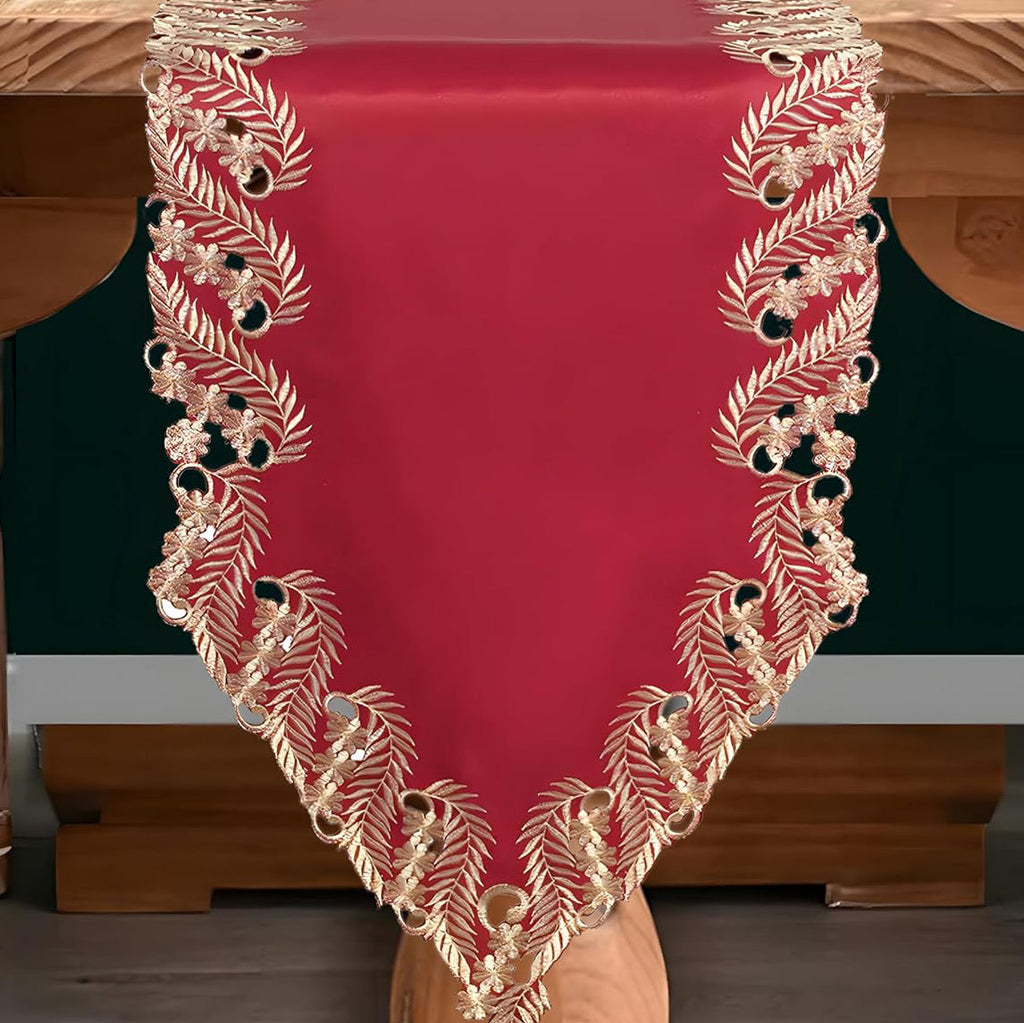 Wine Grace – Burgundy Gold Table Runner, Anyce Collection Modern Dining Accent 14*108 inch