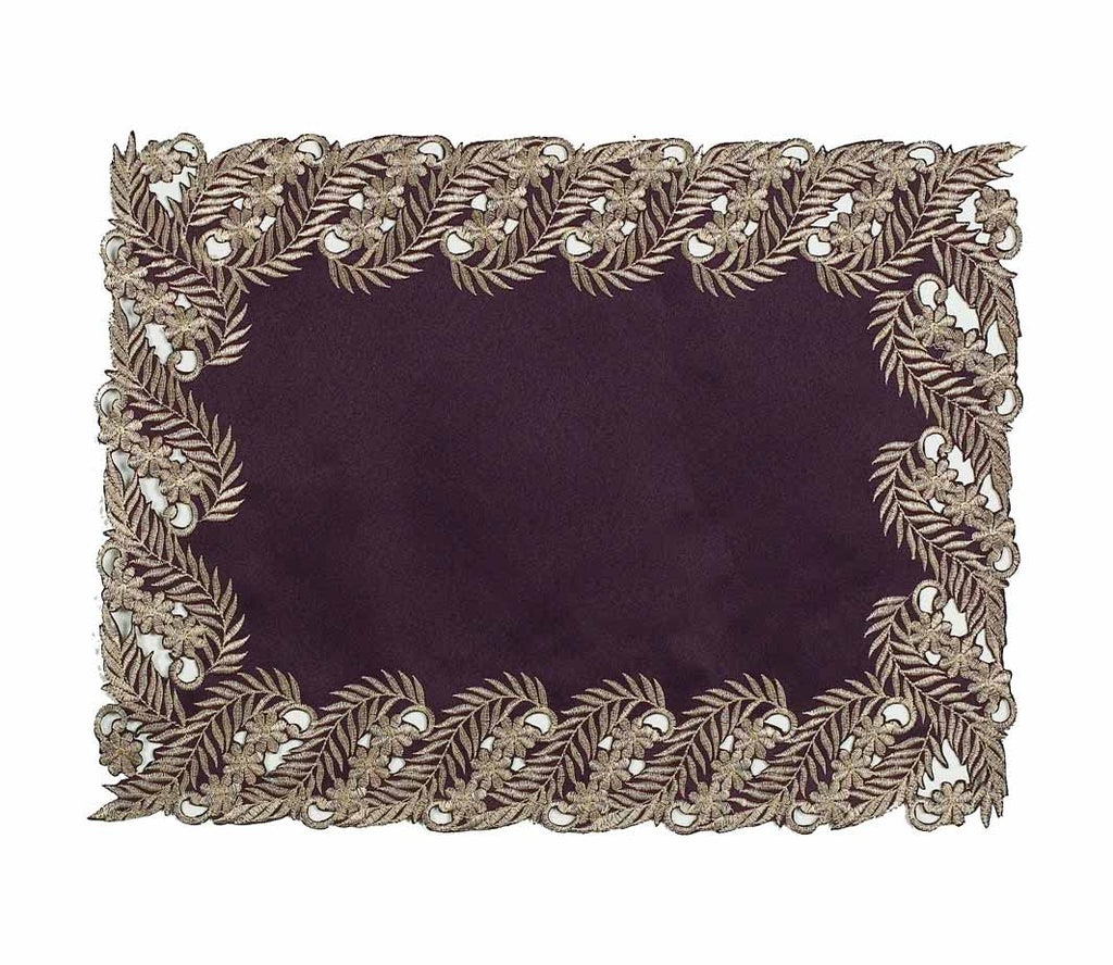 Violet Dream – Plum Gold Table Placemats, Anyce Collection Artistic Dining Décor 12*18 inch