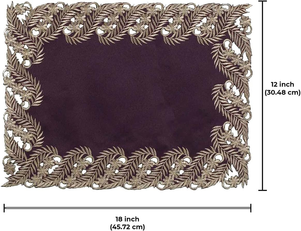 Violet Dream – Plum Gold Table Placemats, Anyce Collection Artistic Dining Décor 12*18 inch