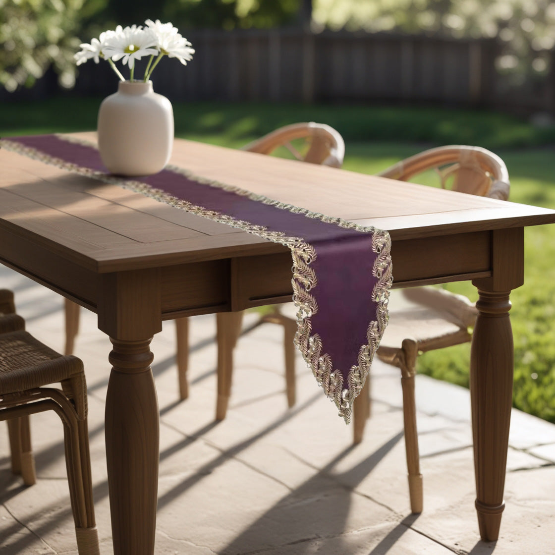 Violet Dream – Plum Gold Table Runner, Anyce Collection Artistic Home Table Décor 14*108 inch