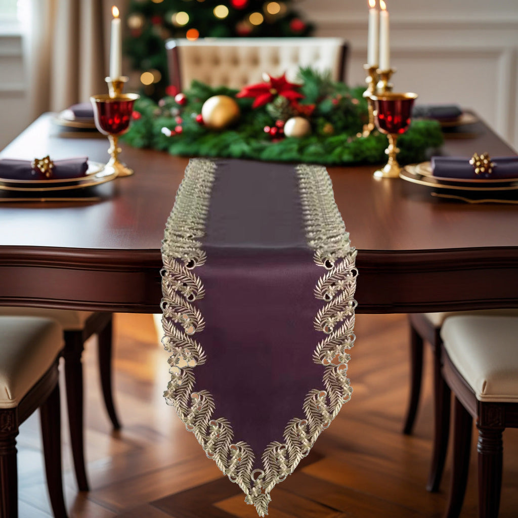 Violet Dream – Plum Gold Table Runner, Anyce Collection Artistic Home Table Décor 14*108 inch