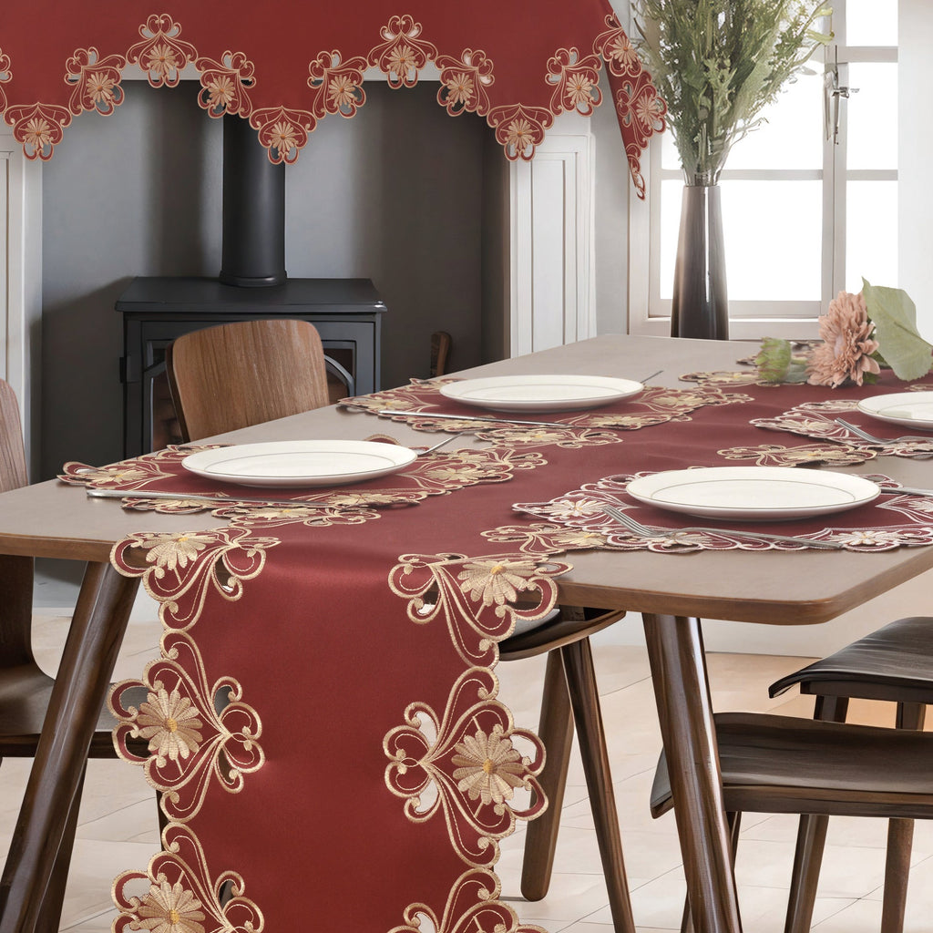 Imperial Red – Gold Lace Red Doilies, The Imperial Red Collection European Embroidery Décor 15 inch