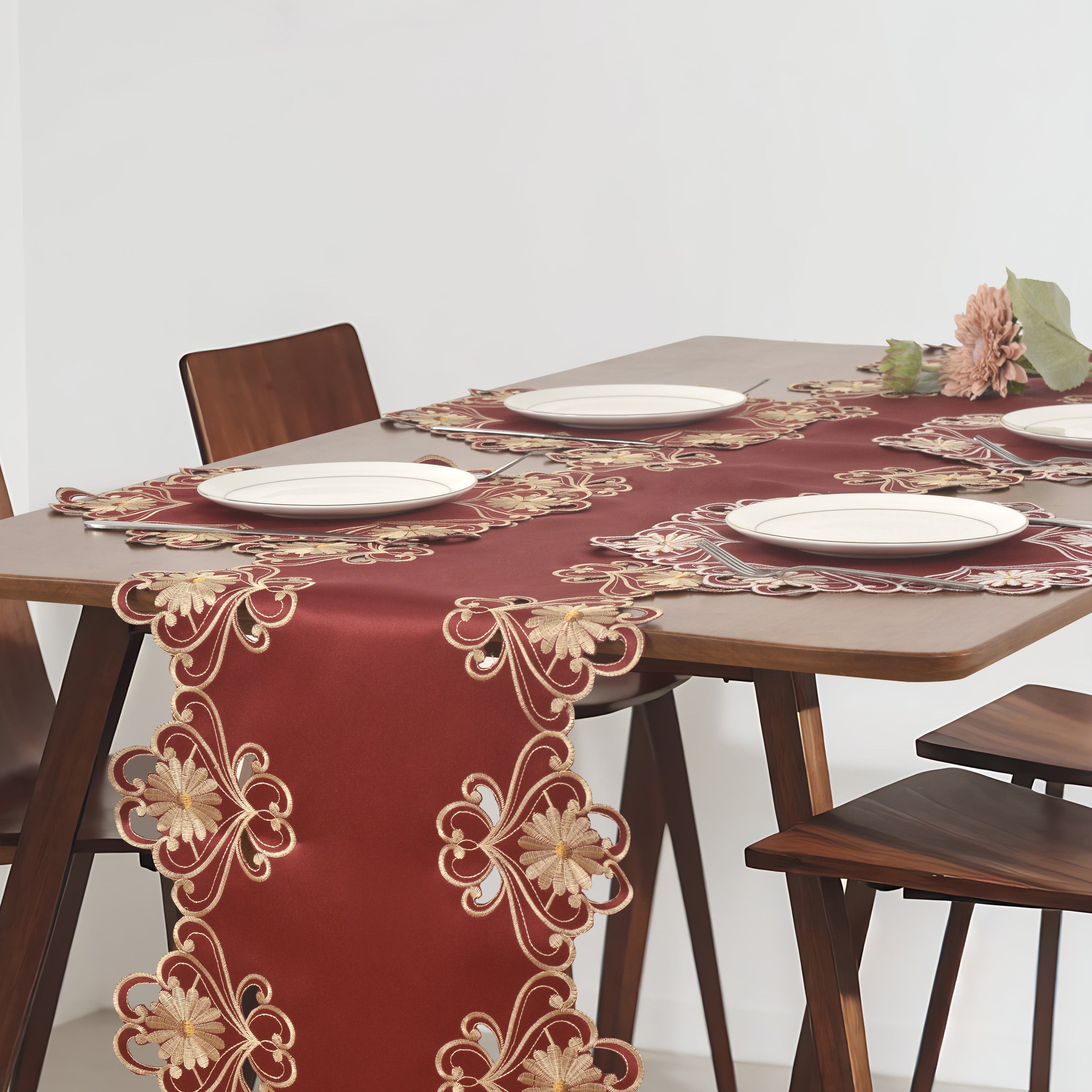Imperial Red – Gold Lace Red Doilies, The Imperial Red Collection European Embroidery Décor 15 inch