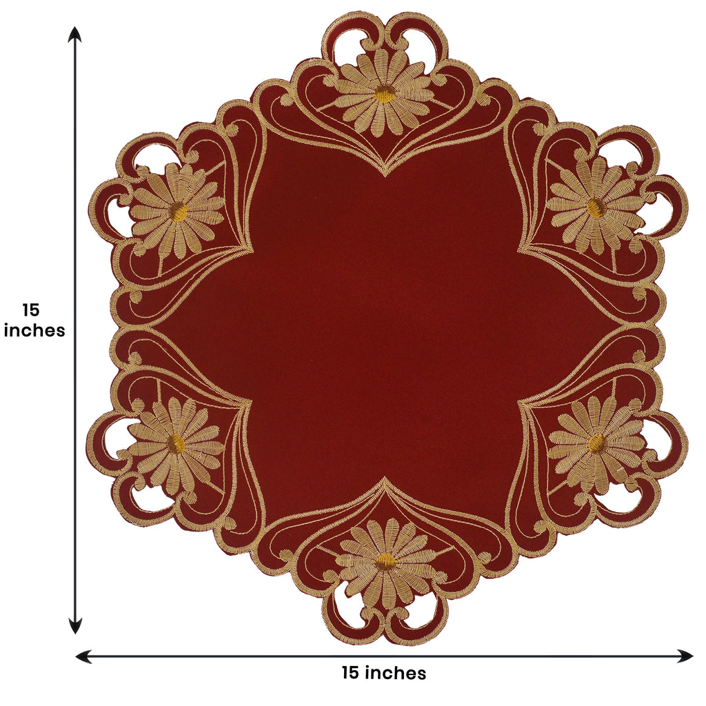 Imperial Red – Gold Lace Red Doilies, The Imperial Red Collection European Embroidery Décor 15 inch