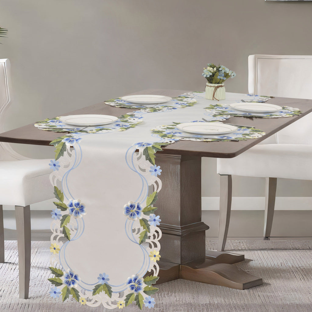 Blue or Green Lace White Doilies - Round Placemats European Embroidery for Dining Table Home Decor Wedding - 15 inches - The Eternal Grace Collection