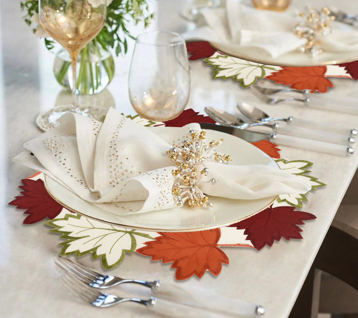 Cream White Doilies – Round Linen Placemats | Embroidered Dining Table Decor 15 Inch