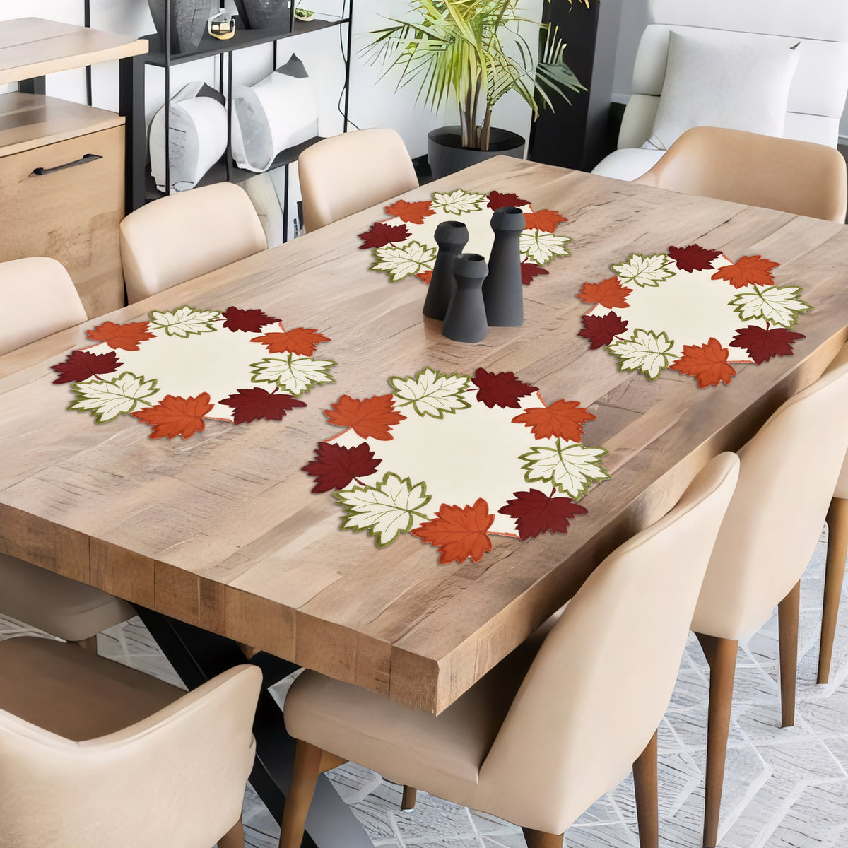 Cream White Doilies – Round Linen Placemats | Embroidered Dining Table Decor 15 Inch