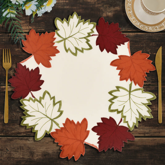 Cream White Doilies – Round Linen Placemats | Embroidered Dining Table Decor 15 Inch
