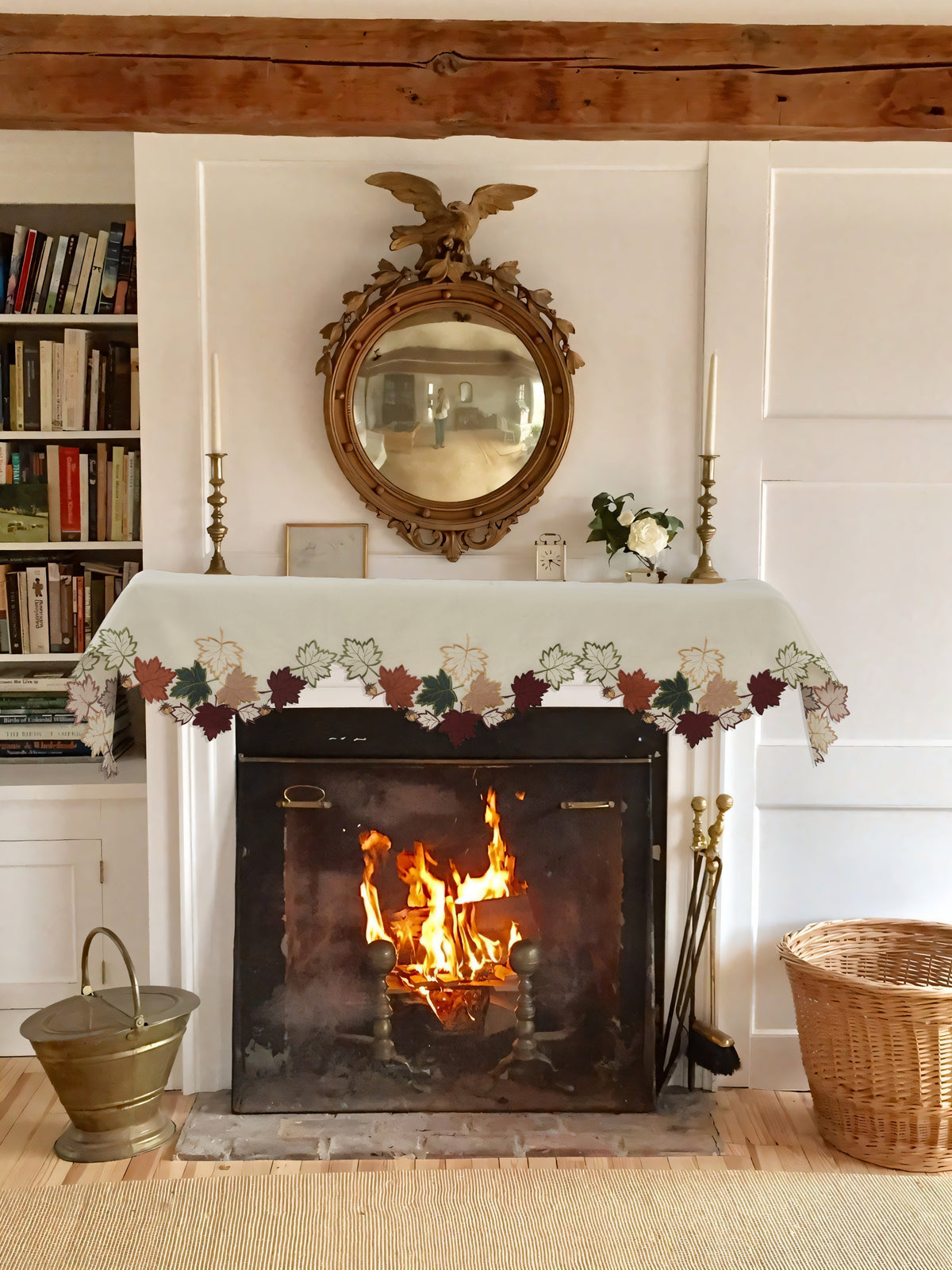 Mantel Scarf Cover | Elegant Falling Petals Lace Runner for Fireplace & Table