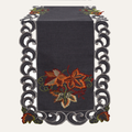 Charcoal Fleur – Charcoal Gray Table Runner, European Embroidery Decorative Dresser Scarf 14*108 inch