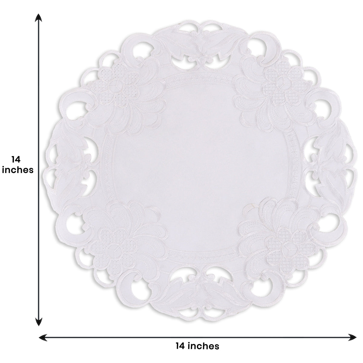 Round Linen Placemats – Elegant 15 Inch Embroidered Doilies for Dining Table Decor