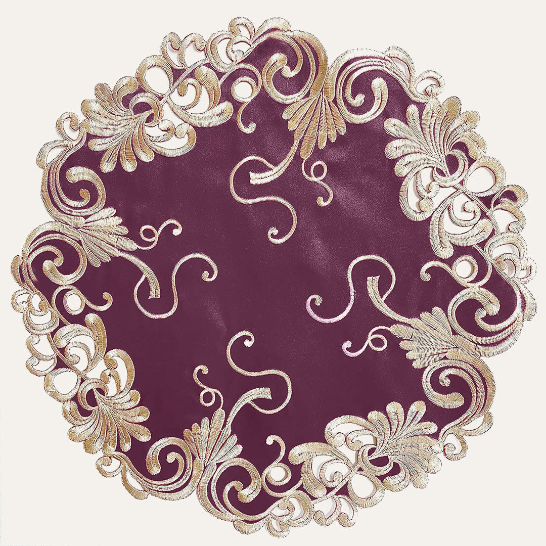 Lace Doilies – Premium Linen Fabric Doilies with Intricate Embroidery, 15 Inch Table Decor