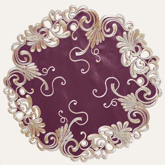 Lace Doilies – Premium Linen Fabric Doilies with Intricate Embroidery, 15 Inch Table Decor