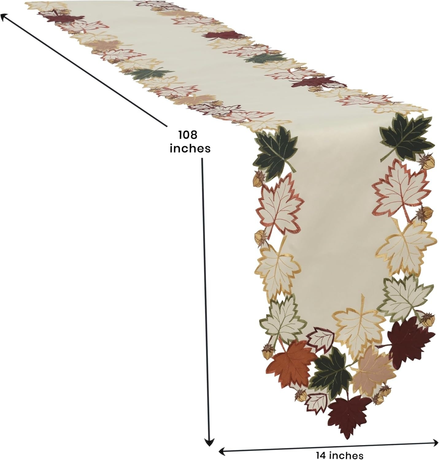 Falling Petals – Cream White Table Runner, European Embroidery Decorative Dresser Scarf 14*108 inch