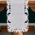 Snow Blossom – White Table Runner, European Embroidery Decorative Dresser Scarf 14*108 inch