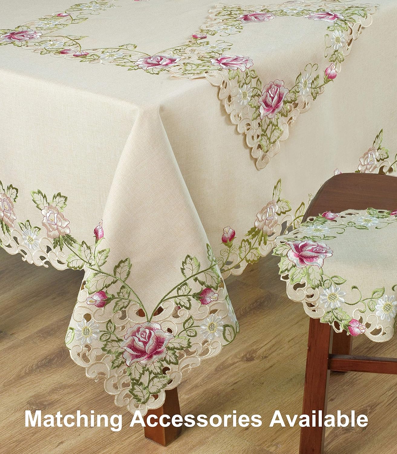 Docia Sand – Beige Table Doilies, Docia Collection Elegant Decorative Table Decor 15 inch