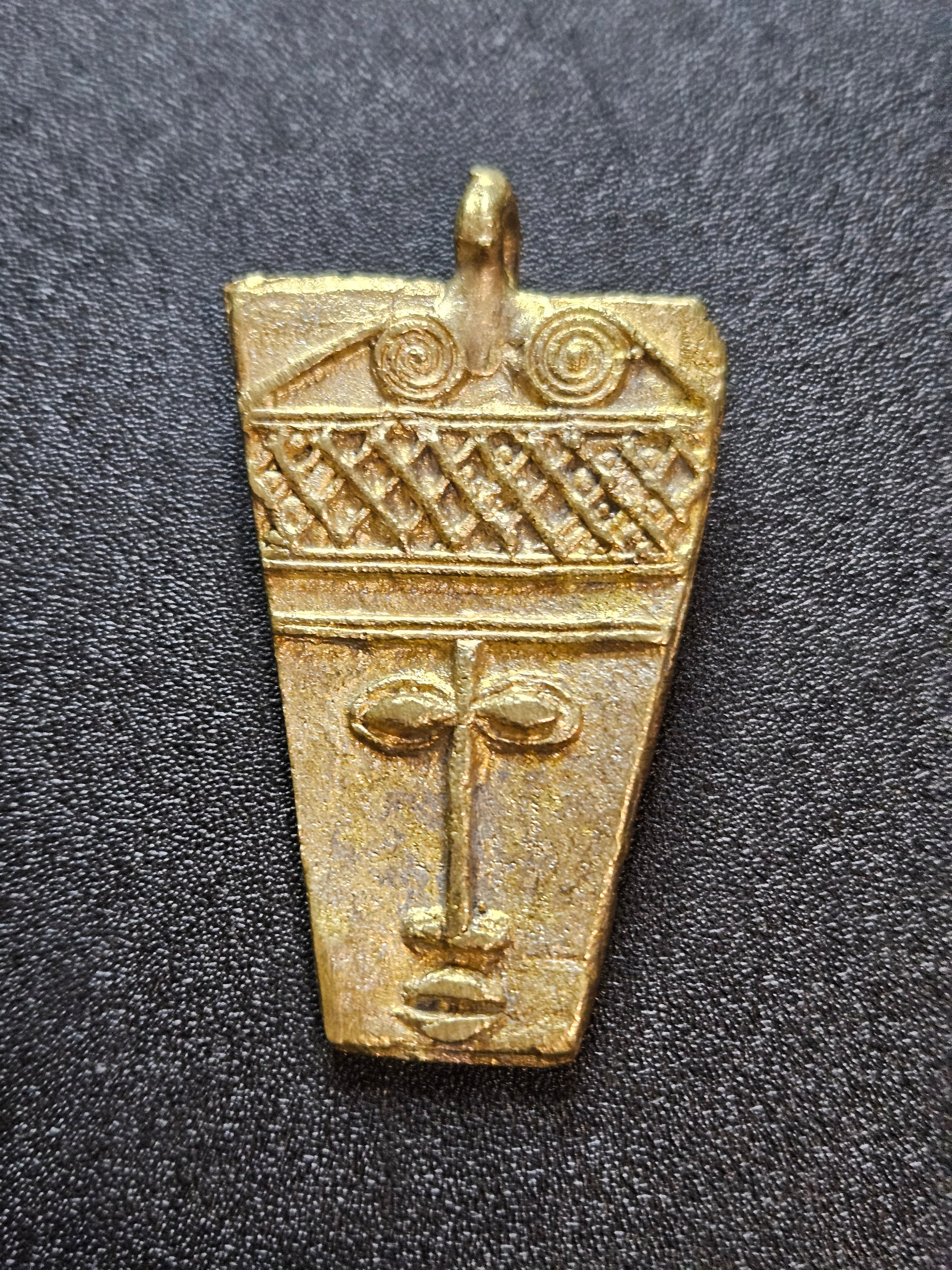Ashanti Brass Mask Pendant Set – 5 Handcrafted Ghanaian Heritage Masks