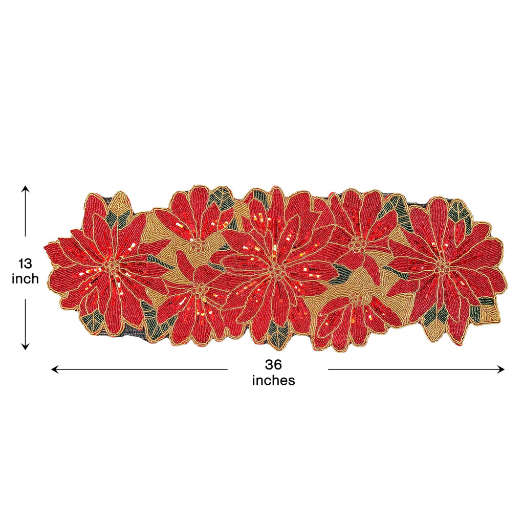 Beaded Table Runner - Christmas Red