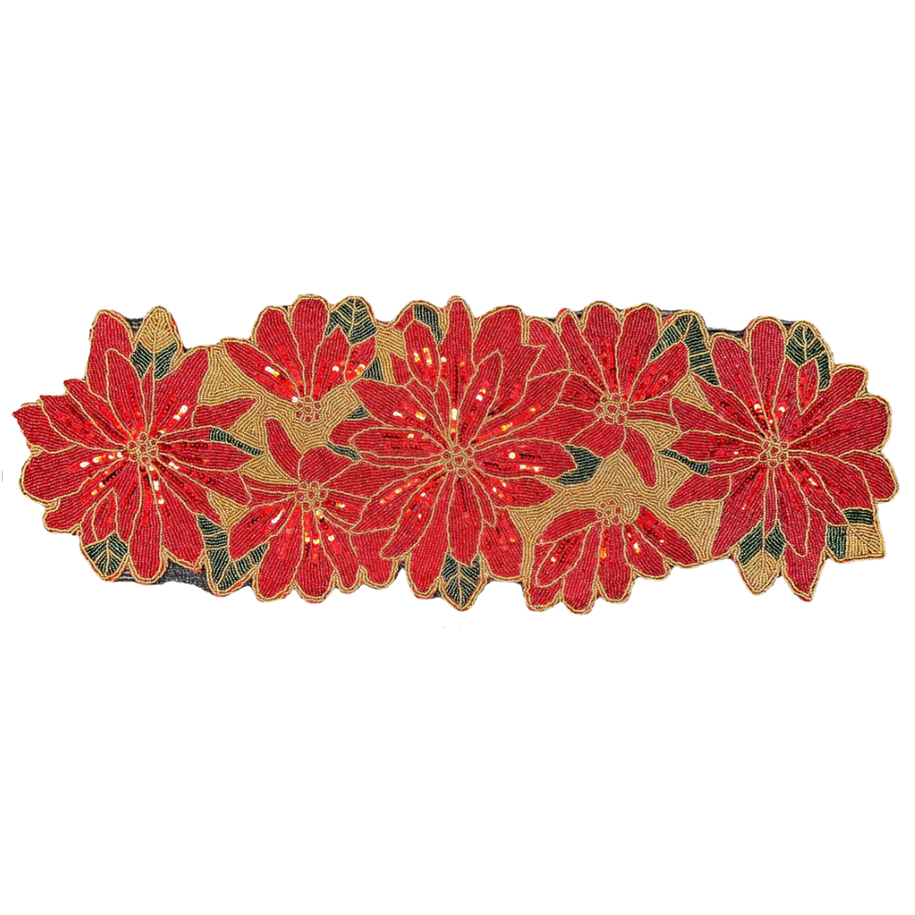 Beaded Table Runner - Christmas Red