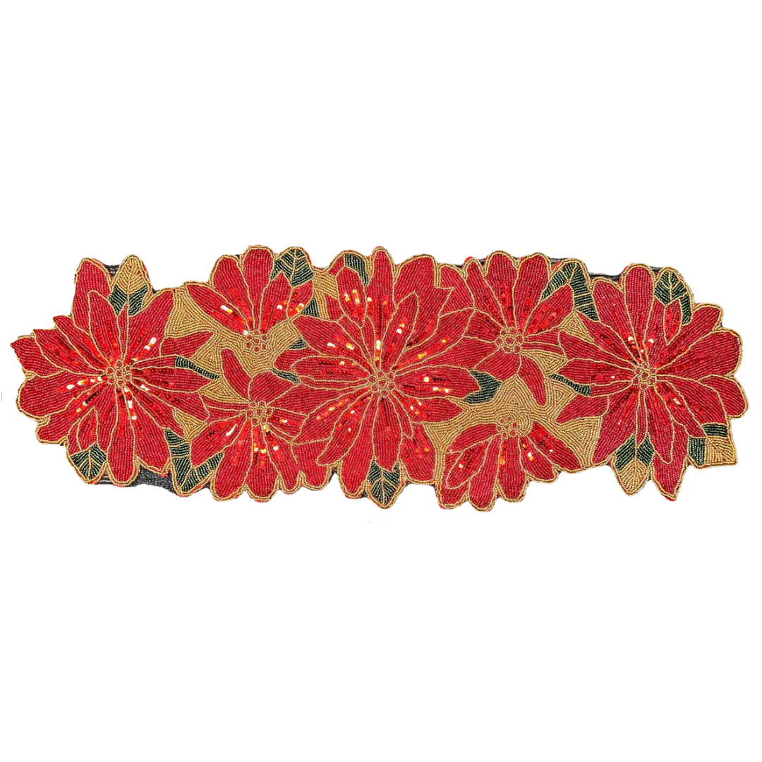 Beaded Table Runner - Christmas Red