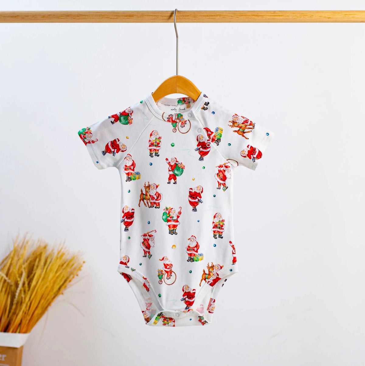Santa Claus is Coming to Town Organic Cotton Christmas Onesie Eco My Home Organic Cotton Onesie Nola Tawk ecomyhome.store United States