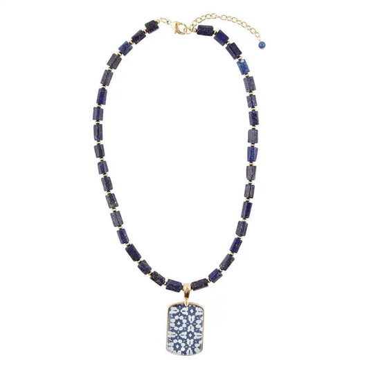 Santorini Cobalt Blue Lapis Golden Necklace Eco My Home Necklaces Barse Jewelry ecomyhome.store United States