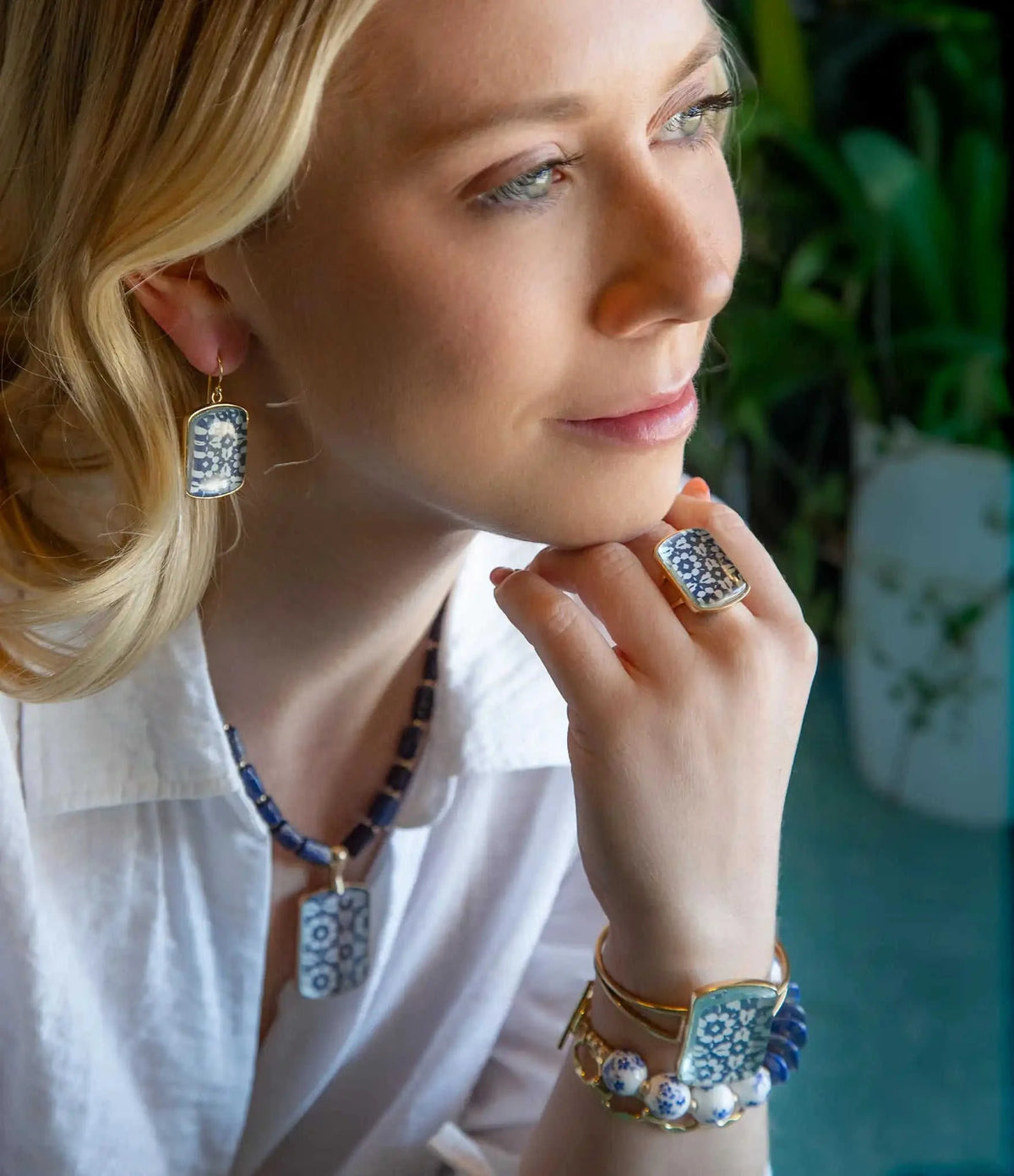 Santorini Cobalt Blue Lapis Golden Necklace Eco My Home Necklaces Barse Jewelry ecomyhome.store United States