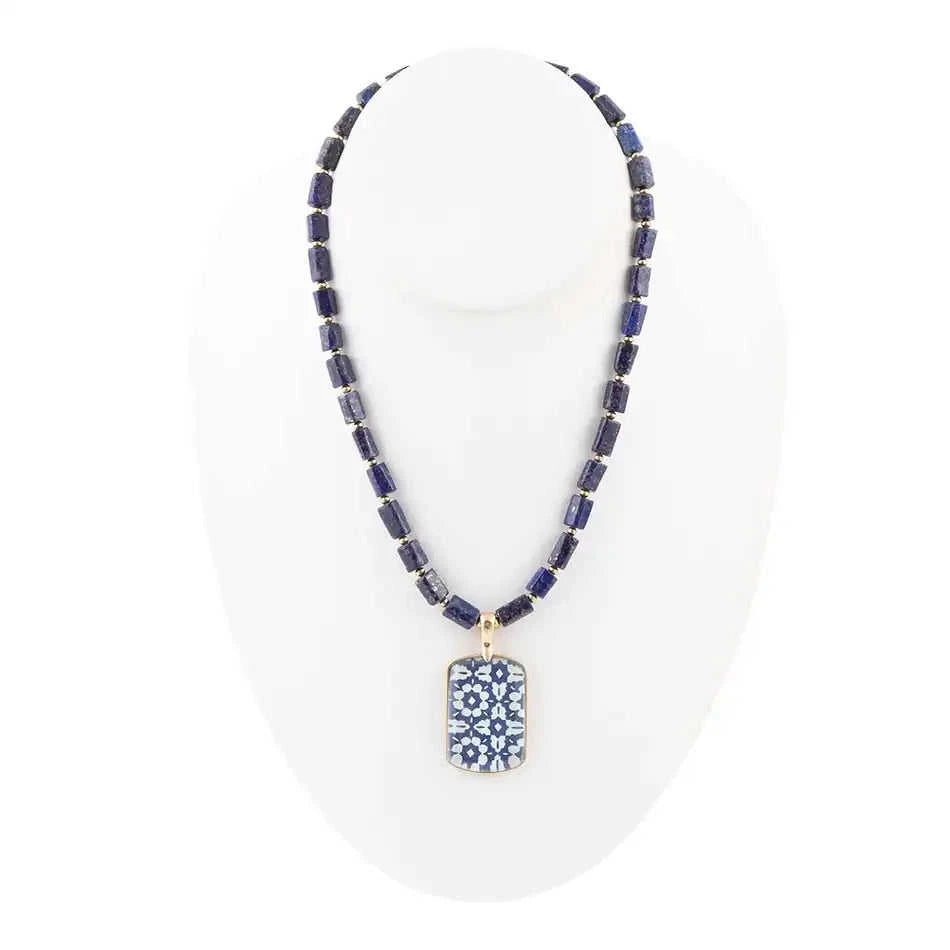 Santorini Cobalt Blue Lapis Golden Necklace Eco My Home Necklaces Barse Jewelry ecomyhome.store United States