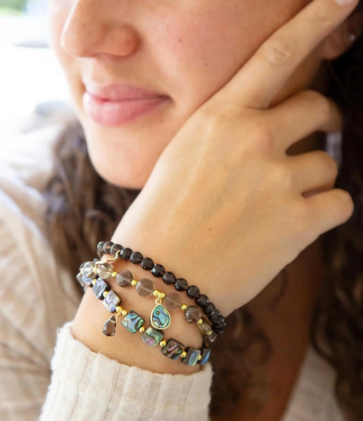 Sepia Sea Black Smoky Quartz and Blue Abalone Bracelet Set Eco My Home Bracelets Barse Jewelry ecomyhome.store United States