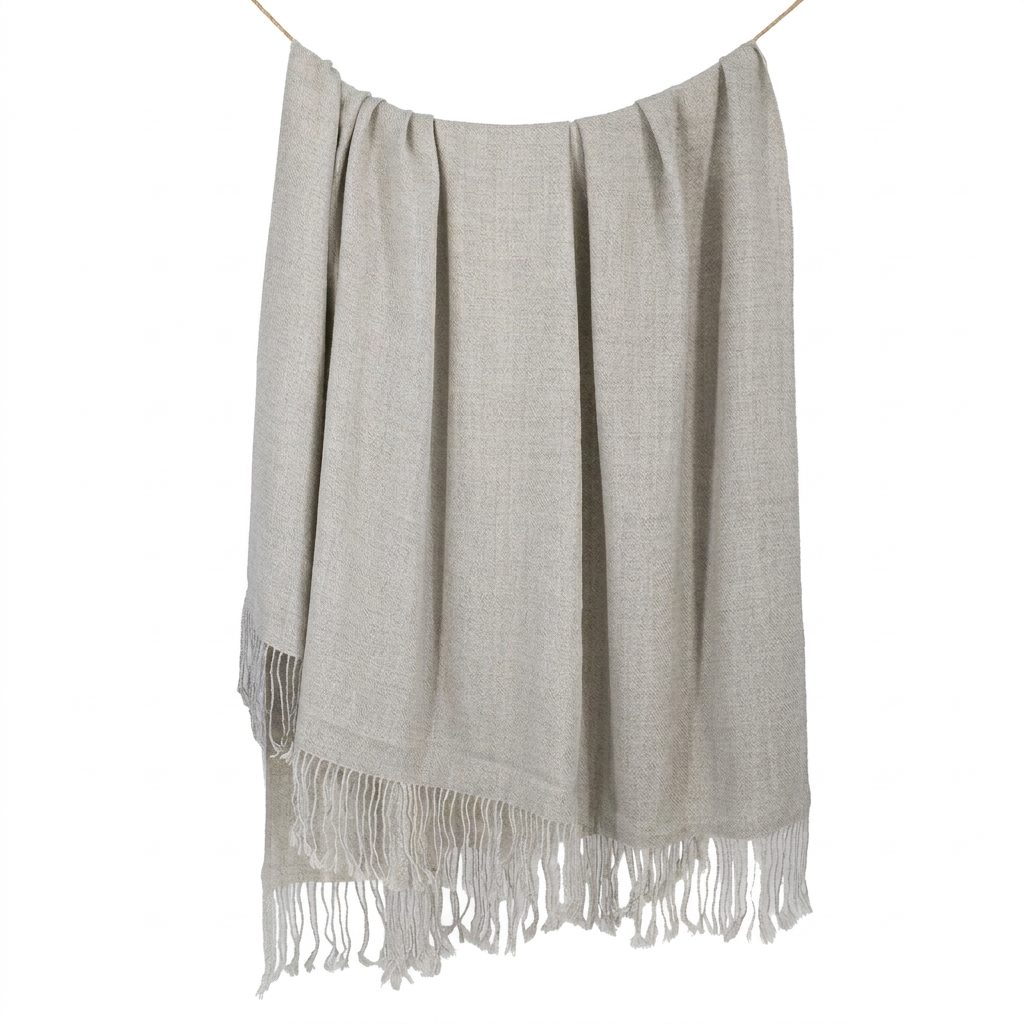Handloomed 100% Undyed Baby Alpaca Throw Blanket | Silver | Wasi Collection