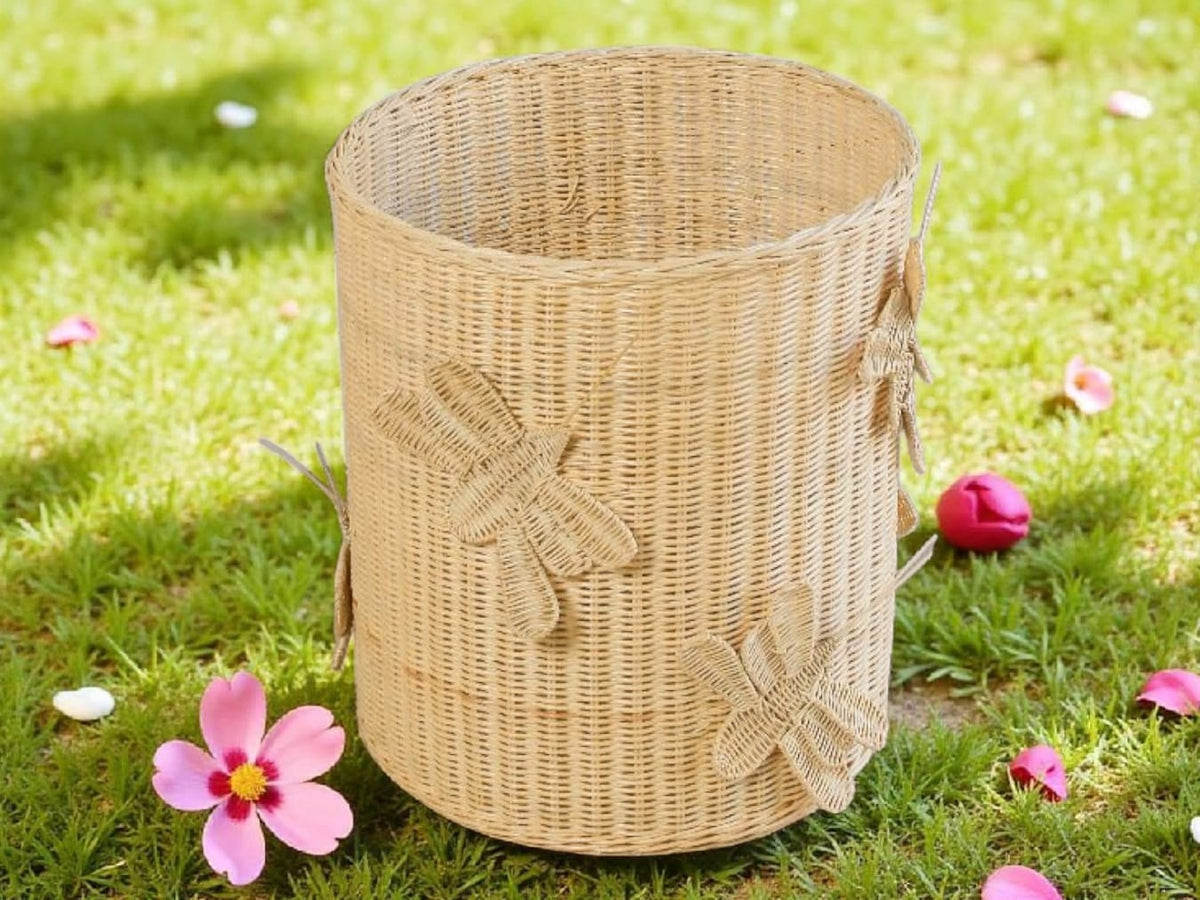 Flutter Wing Hamper Rattan Basket – Handwoven Boho Storage for Toys, Blankets & Laundry