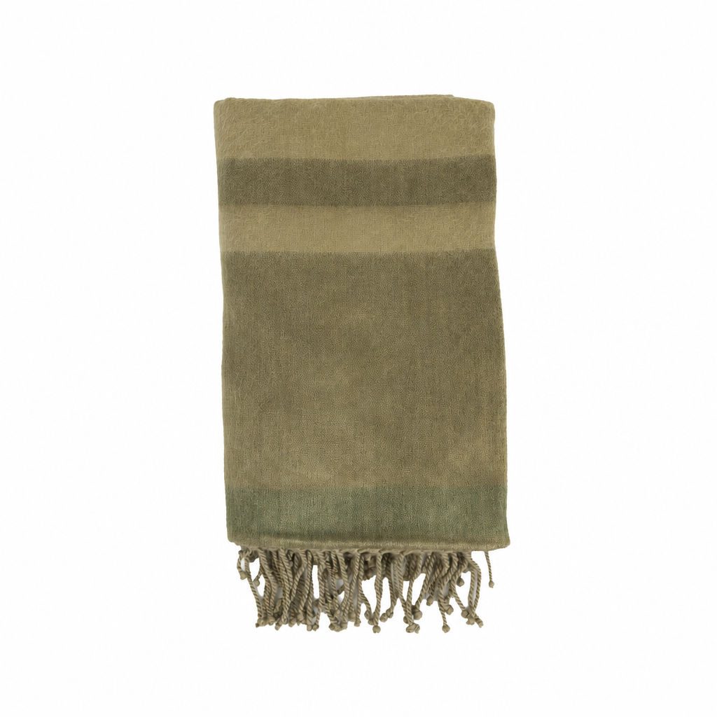 Handwoven Alpaca Throw Blanket | Tobacco, Olive & Khaki | Kallpa Collection