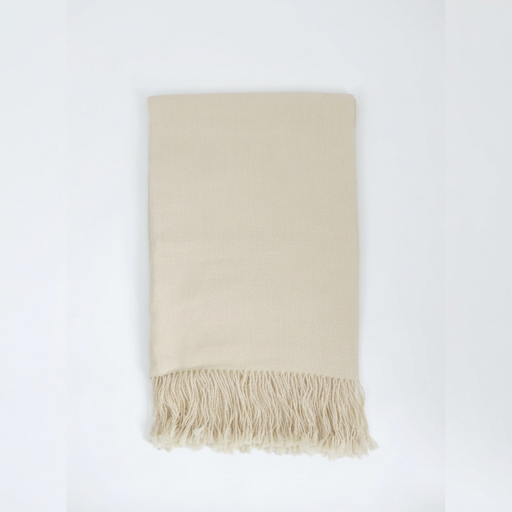 Handloomed 100% Undyed Baby Alpaca Throw Blanket | Ivory | Wasi Collection