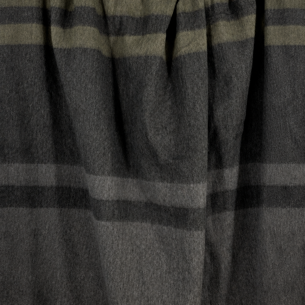 Handwoven Alpaca Throw Blanket | Storm Gray & Olive | Kallpa Collection