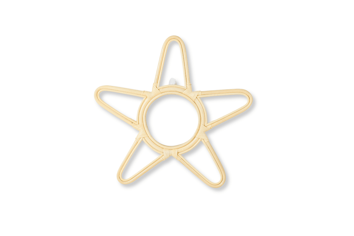 Rattan Star Wall Mirror – Boho & Space Kids Room Decor - Celestial Theme - Universe theme kids room