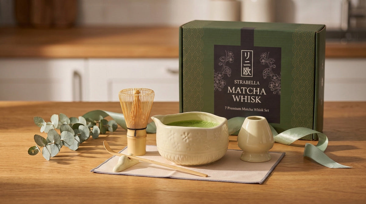 Matcha Whisk Set — Bamboo Chasen + Ceramic Chawan Gift Set