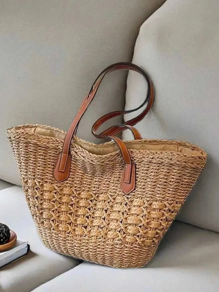 Straw Shoulder Bag - Handwoven Summer Purse for Effortless Style Eco My Home Bags, Straw Bags Salty Season LLC ecomyhome.store United States