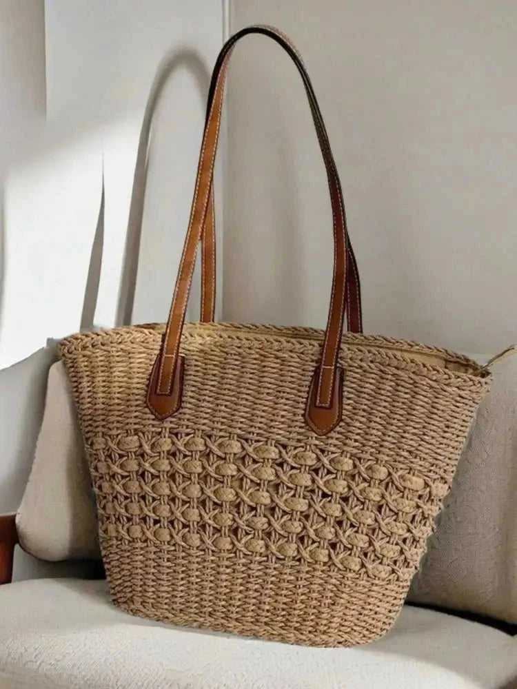 Straw Shoulder Bag - Handwoven Summer Purse for Effortless Style Eco My Home Bags, Straw Bags Salty Season LLC ecomyhome.store United States